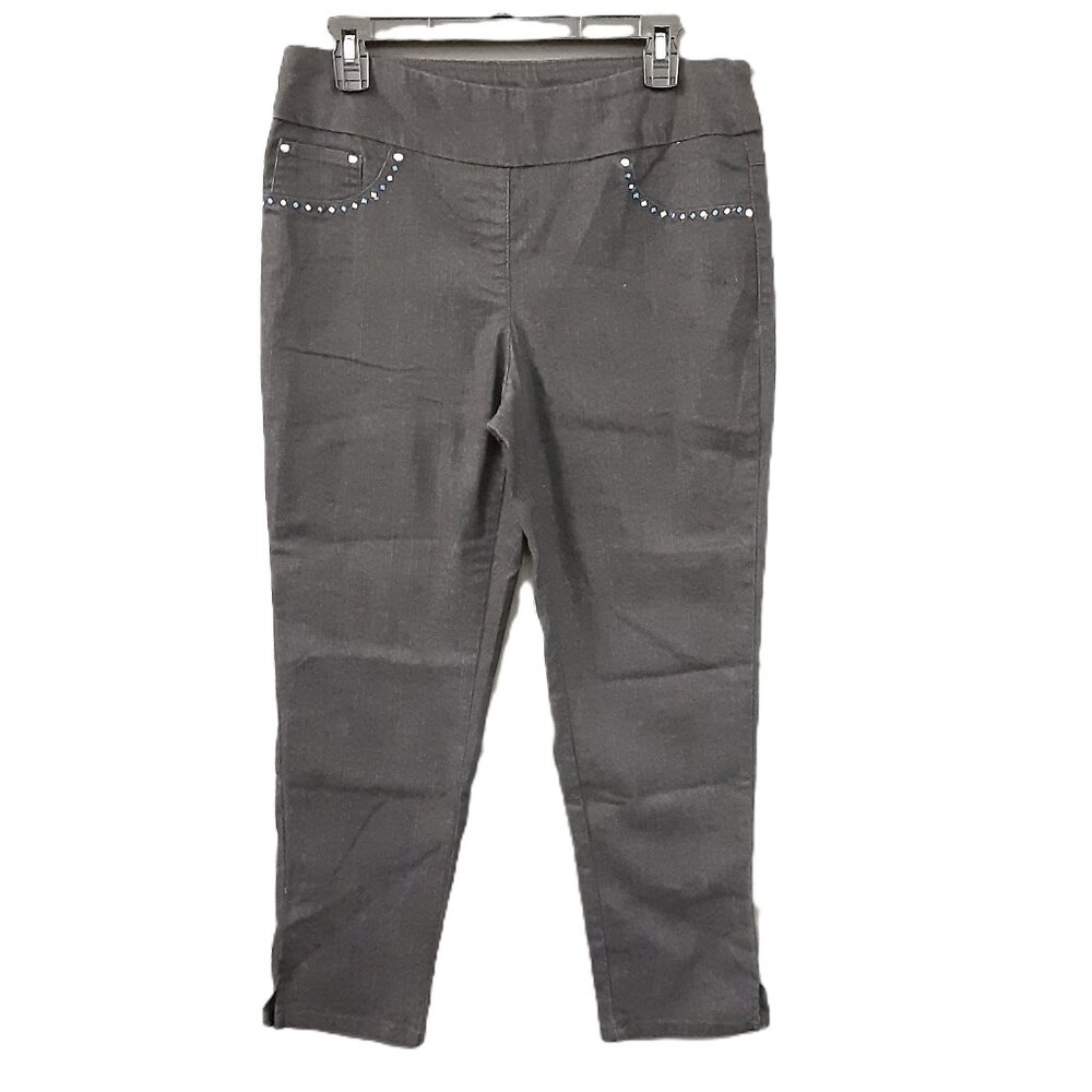 Ruby Rd Woman's Pullon Jeans Size 8, Stretch, Black, Embroidered Pockets